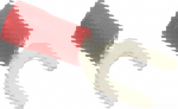 Standard Fork Terminal: Red, Vinyl, Partially Insulated, #10 Stud, Crimp